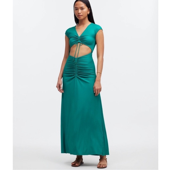 Agua Bendita Ailana Dress Green Maxi Size Medium Cut-Out Midriff NEW $250 - Picture 15 of 16